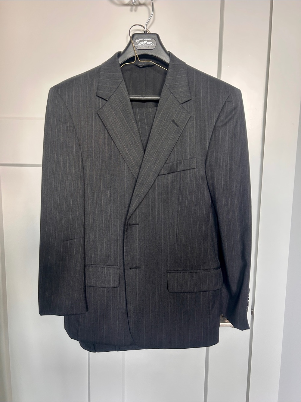 Evan-Picone Men's Pinstripe Two-Button Suit - Dark Gray
